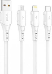 Vipfan USB to USB-C cable Colorful X12, 3A, 1m (white) hind ja info | Kaablid ja juhtmed | kaup24.ee