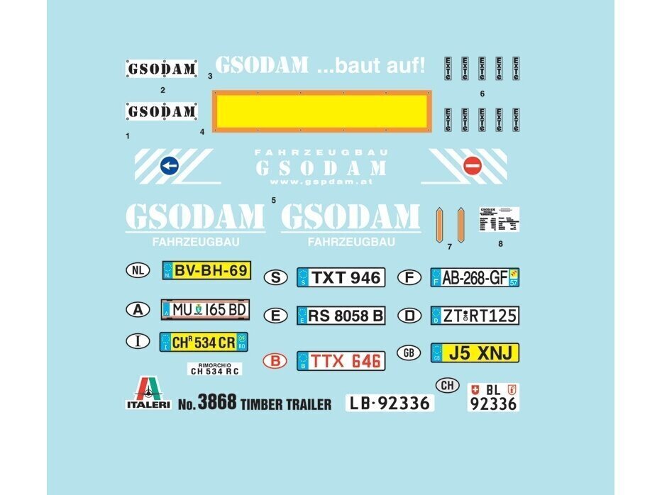 Italeri - Holzauflieger Timber Trailer, 1/24, 3868 hind ja info | Klotsid ja konstruktorid | kaup24.ee