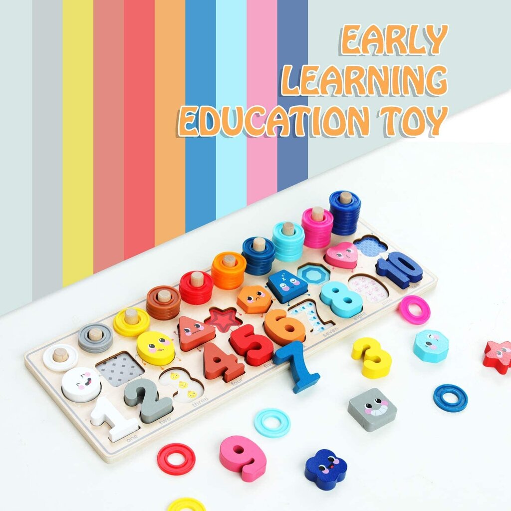 Puidust Montessori tüüpi mänguasi loendamiseks, värvide ja kujundite õppimiseks hind ja info | Arendavad mänguasjad | kaup24.ee
