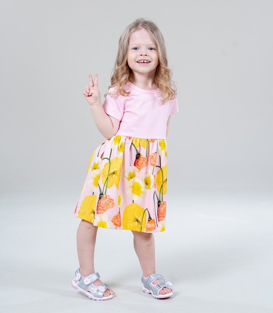 Laste kleit Lenne Teslin 22620*086, roosa/kollane 4741593091971 hind ja info | Tüdrukute kleidid | kaup24.ee