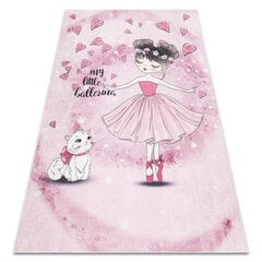 Моющийся ковер BAMBINO 2185 Балерина, котенок для детей нескользящий - розовый цена и информация | Коврики | kaup24.ee