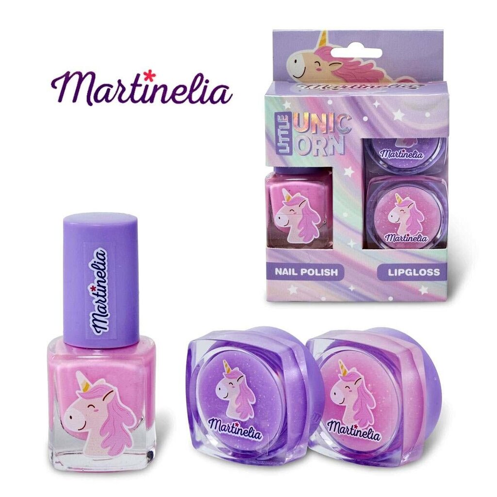 Mini Trio komplekt lastele Martinelia Little Unicorn: küünelakk + huuleläiked 2 tk цена и информация | Laste ja ema kosmeetika | kaup24.ee