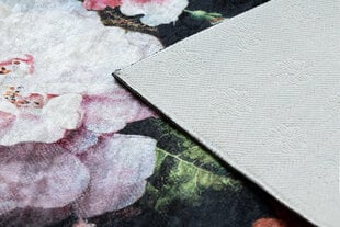 Моющийся ковер ANDRE 1629 цветы винтаж нескользящий - черный / розовый цена и информация | Ковры | kaup24.ee