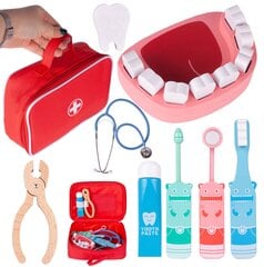 Arsti komplekt, puidust, käekotiga, kuuldeaparaat, hambaarsti komplekt цена и информация | Развивающие игрушки | kaup24.ee