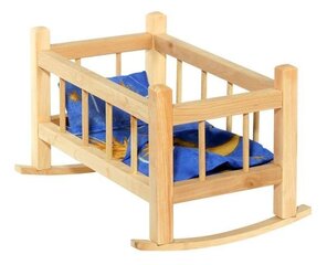 Puidust nuku voodi-häll voodipesuga 35cm hind ja info | Tüdrukute mänguasjad | kaup24.ee