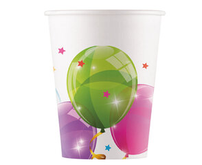 Одноразовые бумажные стаканчики , 200 мл, 8 шт "Sparkling Balloons" 93462 цена и информация | Праздничная одноразовая посуда | kaup24.ee