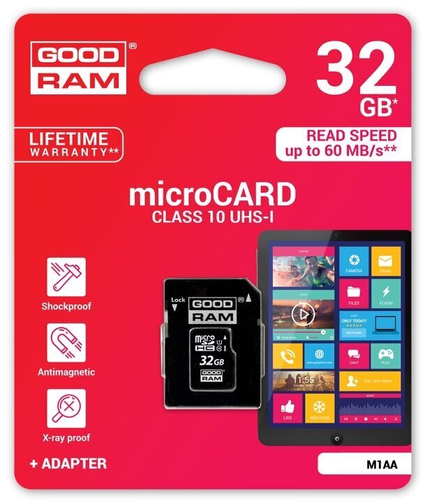 Mälukaart Goodram Micro SD 32GB Class 10 UHS цена и информация | Fotoaparaatide mälukaardid | kaup24.ee