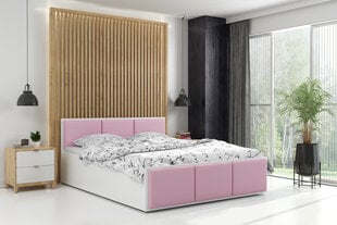 Кровать из эко кожаной BMS633 Белый/Розовый цена и информация | Кровати | kaup24.ee