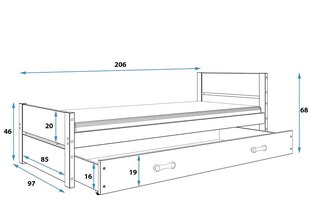 Laste üheinimesevoodi BMS403 90x200, valge hind ja info | Lastevoodid | kaup24.ee