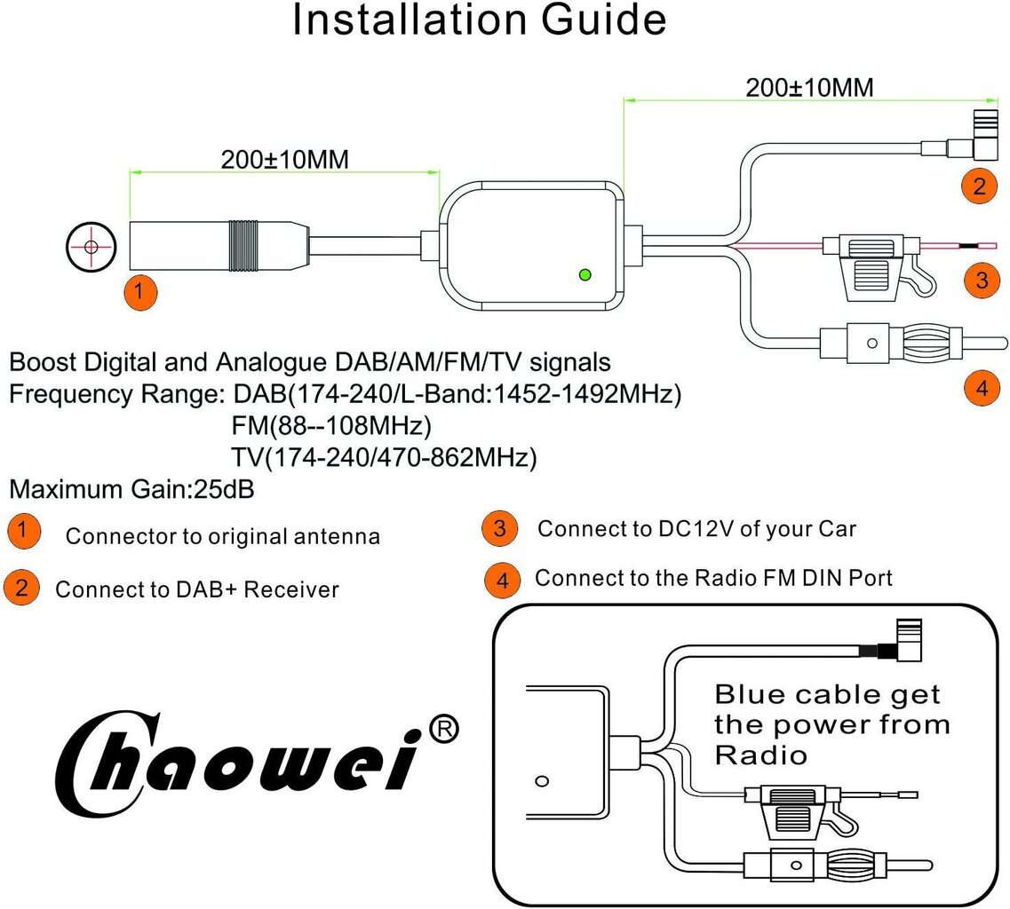 DAB + Antenna Signal Booster Chaowei цена и информация | Lisaseadmed | kaup24.ee