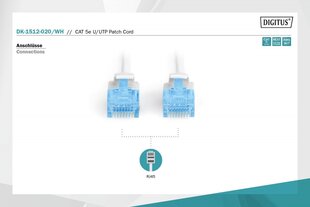 Digitus Патч-кабель CAT 5e U-UTP, 2 м, белый цена и информация | Кабели и провода | kaup24.ee