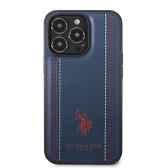 U.S. Polo PU Leather Stitched Lines Case for iPhone 14 Pro Navy цена и информация | Чехлы для телефонов | kaup24.ee