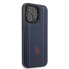 U.S. Polo PU Leather Stitched Lines Case for iPhone 14 Pro Navy hind ja info | Telefoni kaaned, ümbrised | kaup24.ee