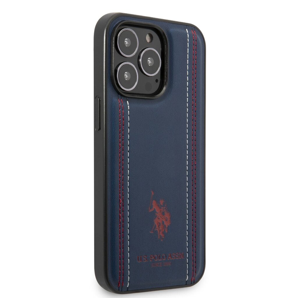 U.S. Polo PU Leather Stitched Lines Case for iPhone 14 Pro Navy цена и информация | Telefoni kaaned, ümbrised | kaup24.ee