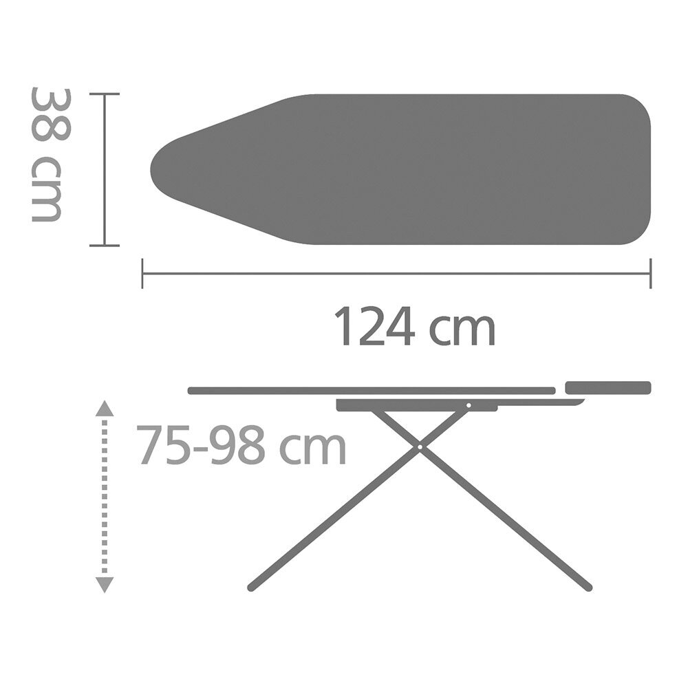 Triikimislaud B, 124x38 cm, valge raam цена и информация | Triikimislauad | kaup24.ee