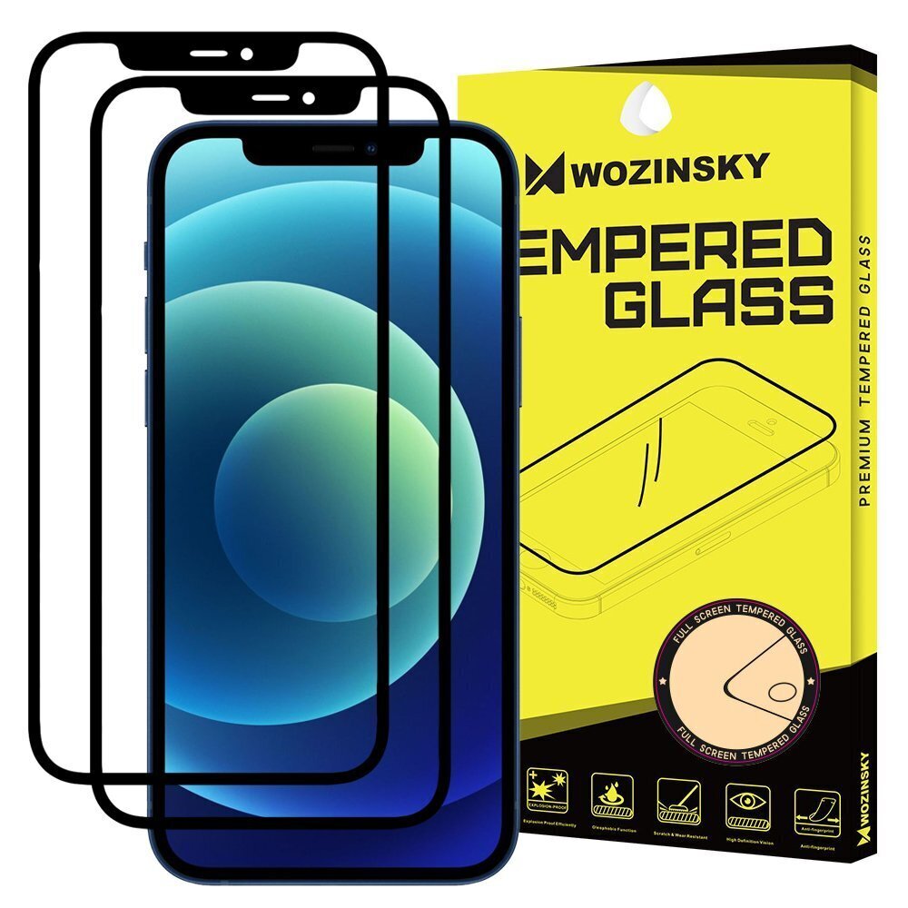 Wozinsky 2x iPhone 12 Pro / iPhone 12 black hind ja info | Ekraani kaitsekiled | kaup24.ee