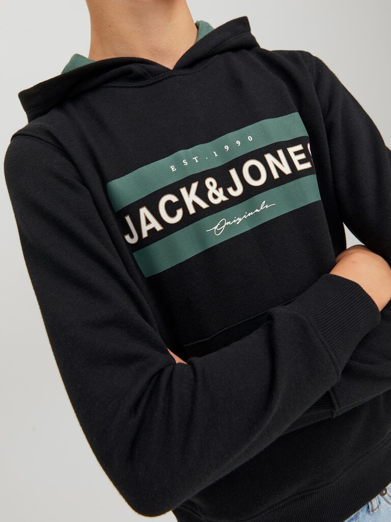 Jack & Jones laste dressipluus 12220968*02, must 5715324549559 цена и информация | Poiste kampsunid, vestid ja jakid | kaup24.ee