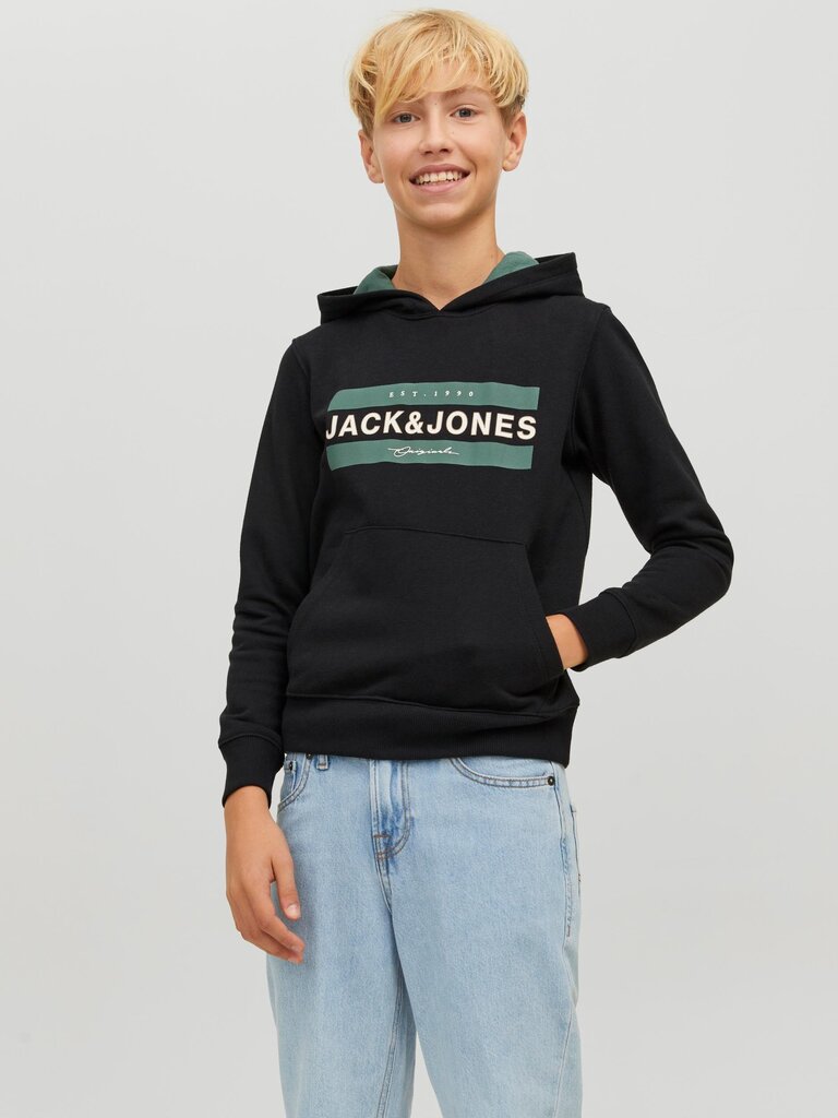 Jack & Jones laste dressipluus 12220968*02, must 5715324549559 цена и информация | Poiste kampsunid, vestid ja jakid | kaup24.ee