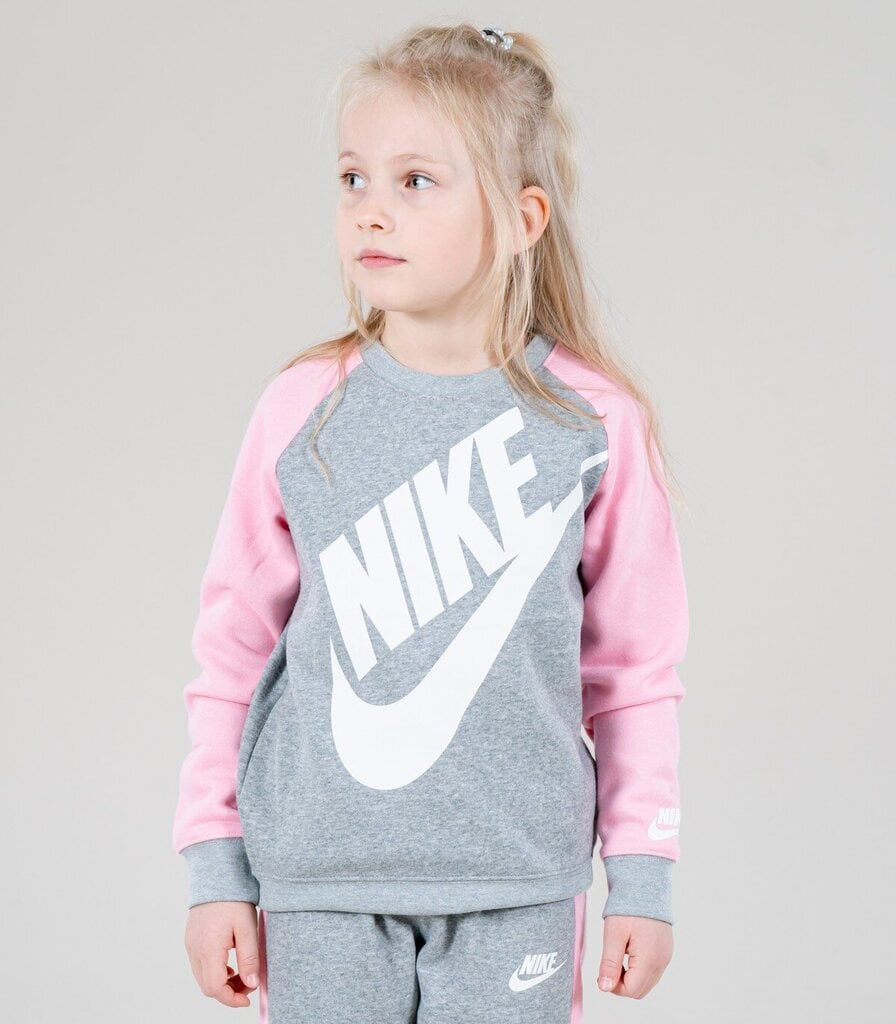 Nike laste dressikomplekt 36F563*042, helehall/roosa 677838748338 цена и информация | Tüdrukute kampsunid, vestid ja jakid | kaup24.ee