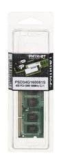 Patriot - SODIMM DDR3 4GB 1600MHz 512x8 1 rank цена и информация | Оперативная память (RAM) | kaup24.ee