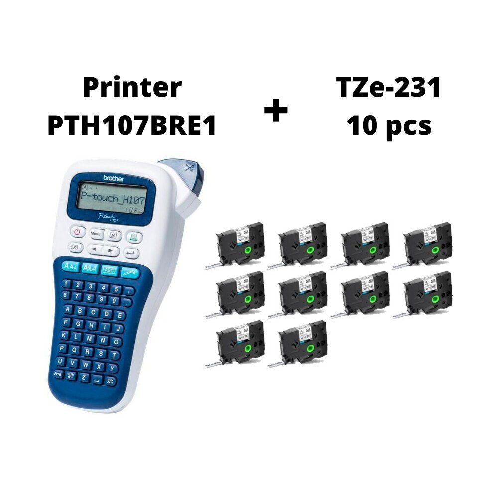 Etiketi printer Brother P-Touch PT-H107 PTH107BRE1 Labelling Machine + TZe-231 10pcs hind ja info | Printerid | kaup24.ee