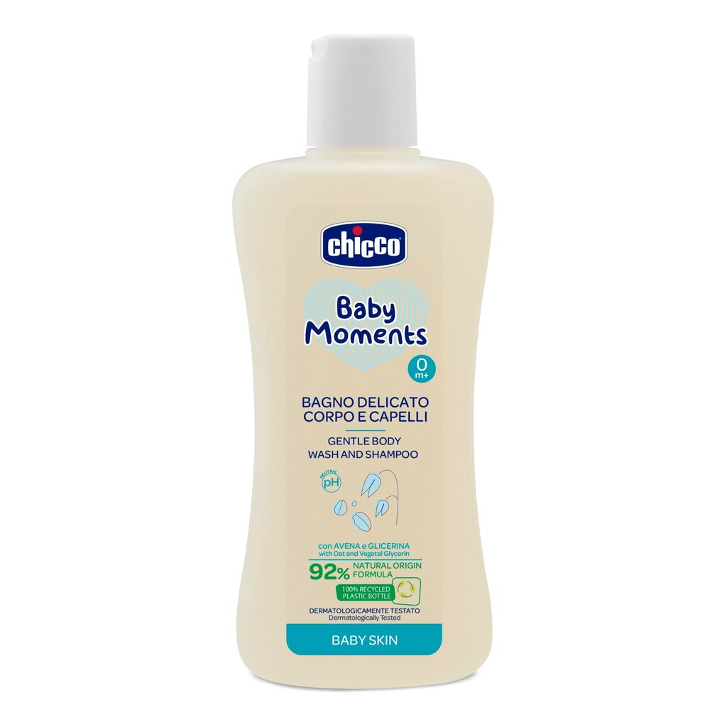 Pesuvahend ja šampoon Chicco, Baby moments, 200 ml. цена и информация | Vannitooted | kaup24.ee