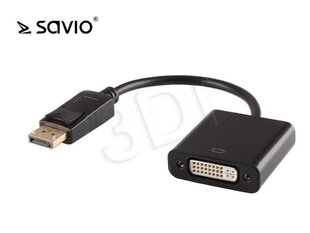 Videoadapter Savio CL-91 DisplayPort-DVI / 24-pin (F) / 10,8 Gbps / 1080p hind ja info | Kaablid ja juhtmed | kaup24.ee