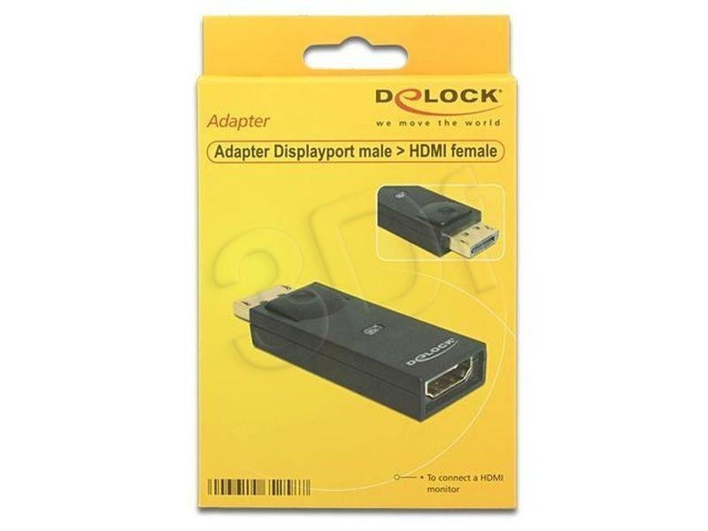 Delock - Adapter DISPLAYPORT(M)->HDMI(F) цена и информация | USB jagajad, adapterid | kaup24.ee