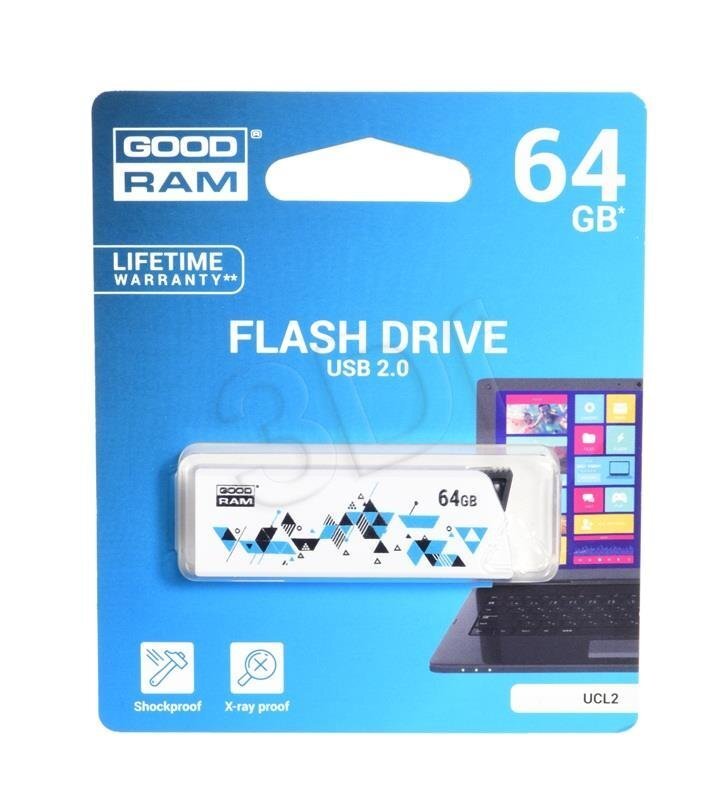 Mälupulk Goodram Flashdrive Cl!ck 64GB USB 2.0 valge värviliste elementidega hind ja info | Mälupulgad | kaup24.ee