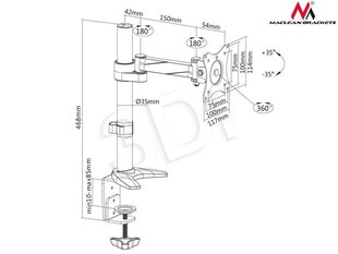 Maclean - Uchwyt biurkowy do monitora LCD MC-717 8kg max vesa 100x100 aluminiowy hind ja info | Maclean Arvutid ja IT- tehnika | kaup24.ee