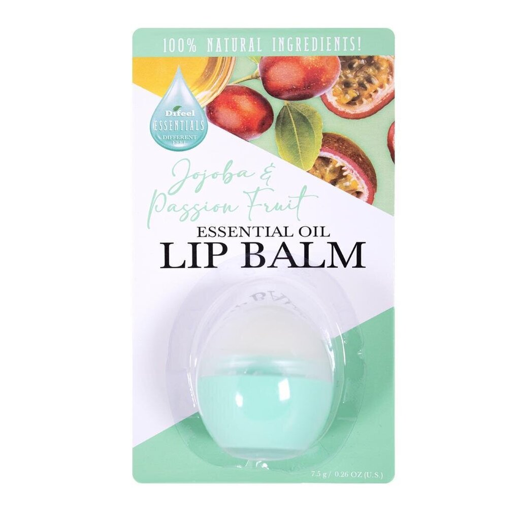 Huulepalsam Difeel Essential Oil Lip Balm eeterlike õlidega Jojoba&Passion Fruit, 7,5g цена и информация | Huulepulgad, -läiked, -palsamid, vaseliin | kaup24.ee