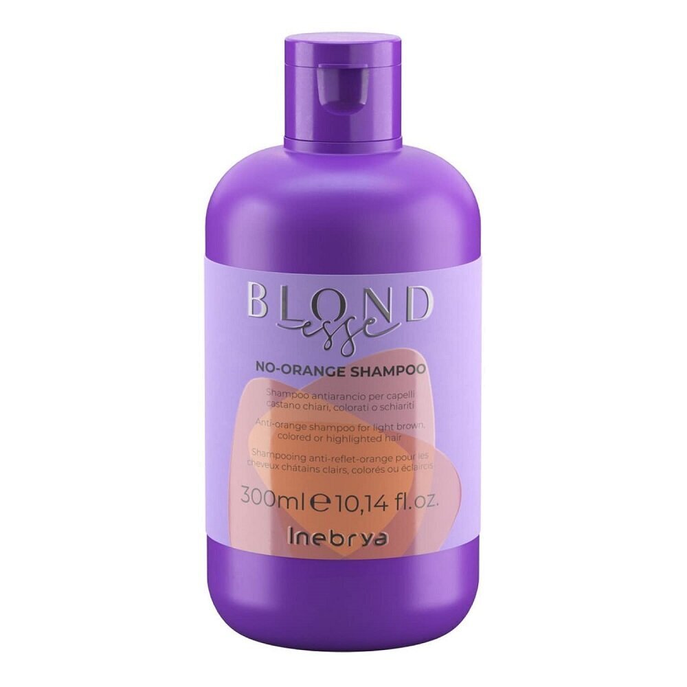 Šampoon helepruunidele, värvitud ja blondidele juustele Inebrya Blondesse No-Orange Shampoo, 300ml цена и информация | Šampoonid | kaup24.ee