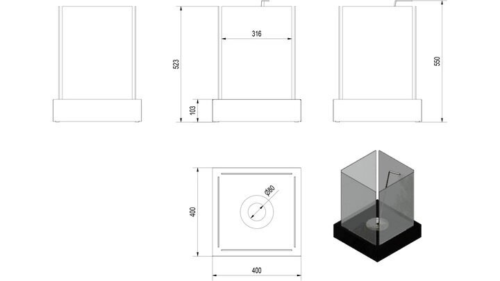 Biokamin Tango 4 - 40 x 40 x 52.3 cm, Valge цена и информация | Kaminad | kaup24.ee