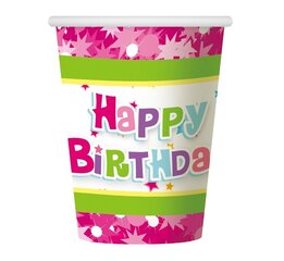 Одноразовые бумажные стаканчики "Happy Birthday", 270 мл, 6 шт PF-KHBR цена и информация | Праздничная одноразовая посуда | kaup24.ee