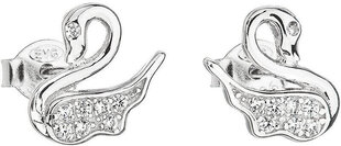 Серебряные серьги с цирконом Evolution Group белый лебедь 11013.1 цена и информация | Серьги | kaup24.ee
