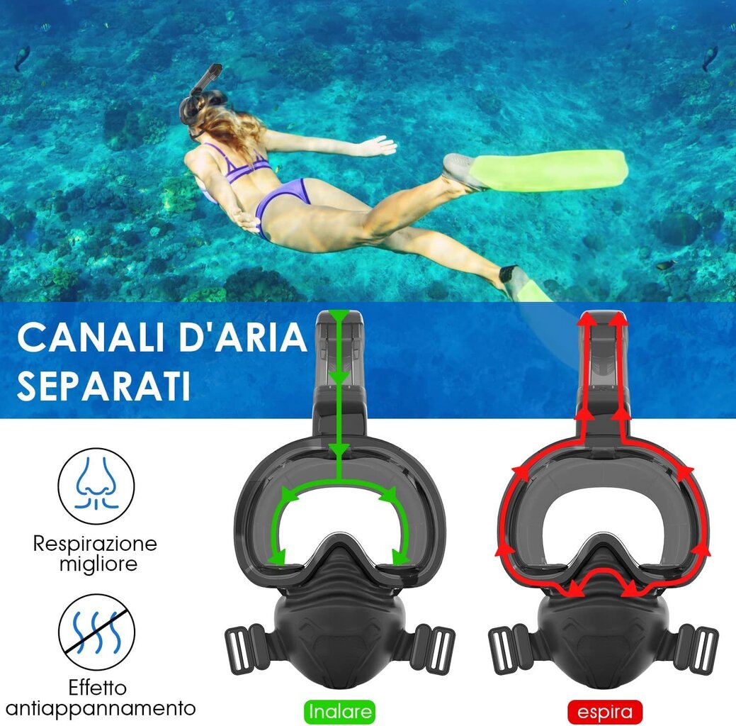 WEISIJI Sukeldumise ja snorgeldamise mask, must, suurus S/M hind ja info | Snorgeldamise komplektid | kaup24.ee