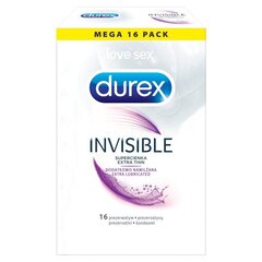 Сверхтонкие особенно влажные презервативы Durex Invisible Extra Thin Extra Lubricated, 16 шт. цена и информация | Презервативы | kaup24.ee
