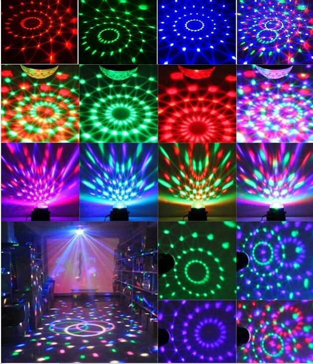 LED RGB Disco Ball, Seitse värvikombinatsiooni, Flesh funktsioon цена и информация | Laualambid | kaup24.ee