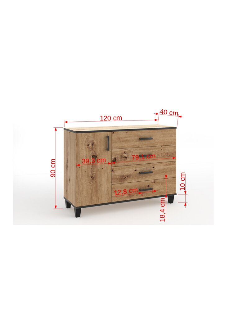 Kummut ADRK Furniture POL02, pruun hind ja info | Kummutid | kaup24.ee