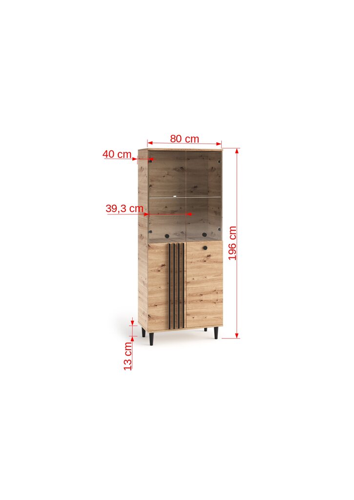 Vitriin ADRK Furniture LIV06, pruun hind ja info | Vitriinkapid | kaup24.ee