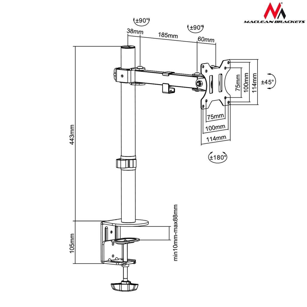 Maclean MC-752 hind ja info | Monitori hoidjad | kaup24.ee