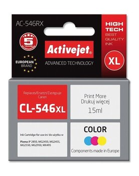 Картридж Activejet AC-546RX (Canon CL-546XL), цветной цена и информация | Картриджи для струйных принтеров | kaup24.ee