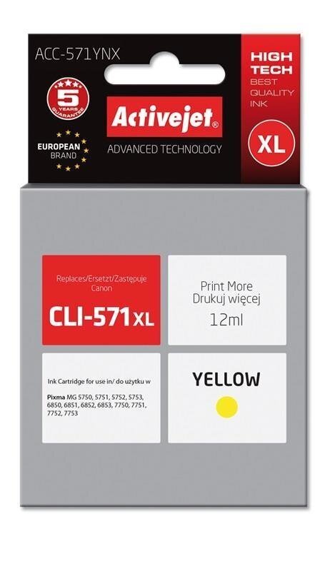 Activejet ACC-571YNX hind ja info | Tindiprinteri kassetid | kaup24.ee