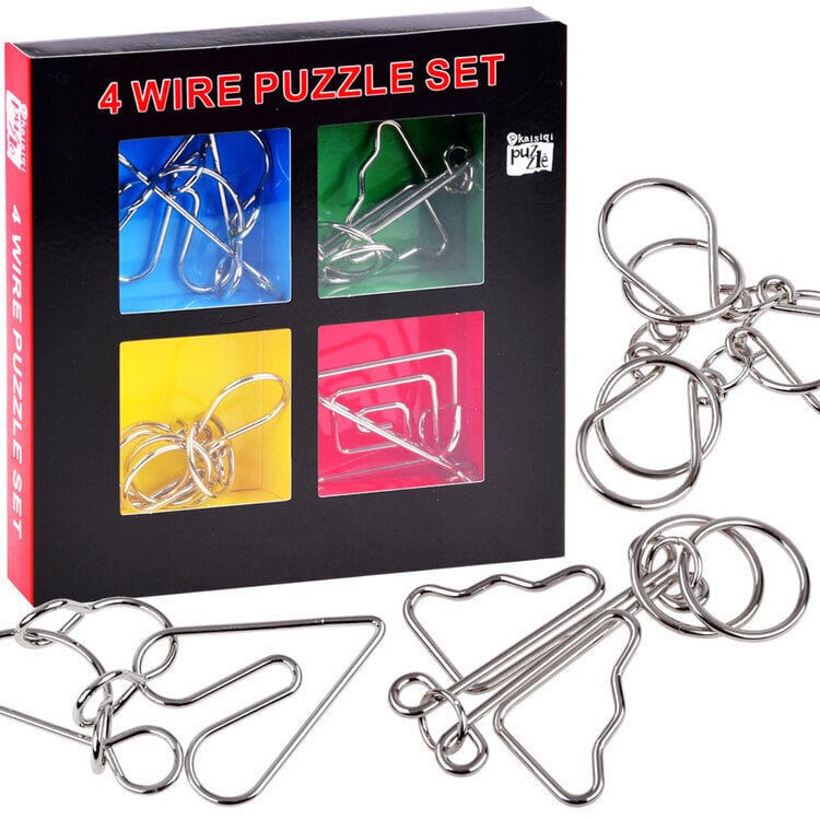 Metallist pusle-mäng "4 Wire Puzzle Set" hind ja info | Lauamängud ja mõistatused | kaup24.ee