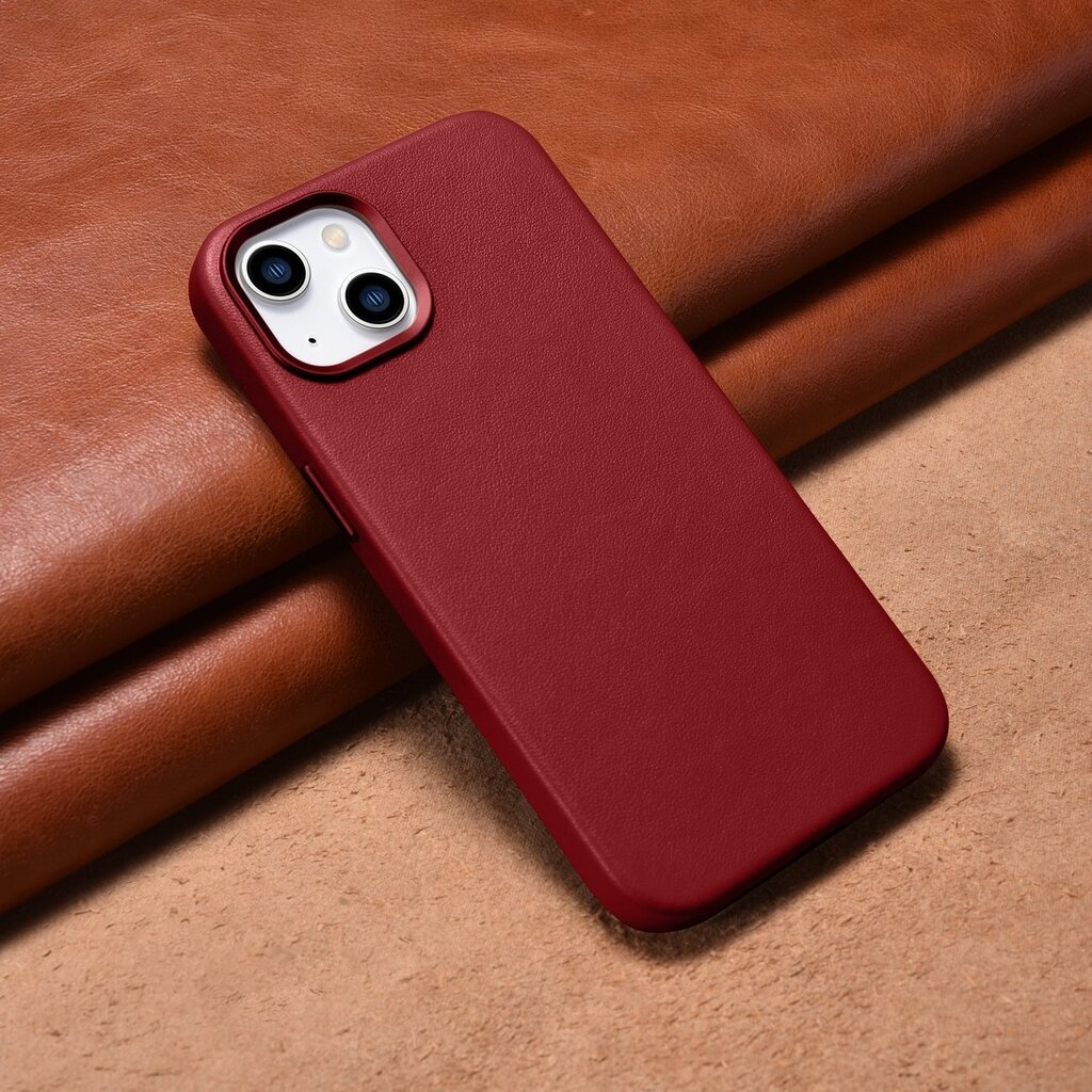 iCarer Leather iPhone 14 Plus red (MagSafe compatible) hind ja info | Telefoni kaaned, ümbrised | kaup24.ee