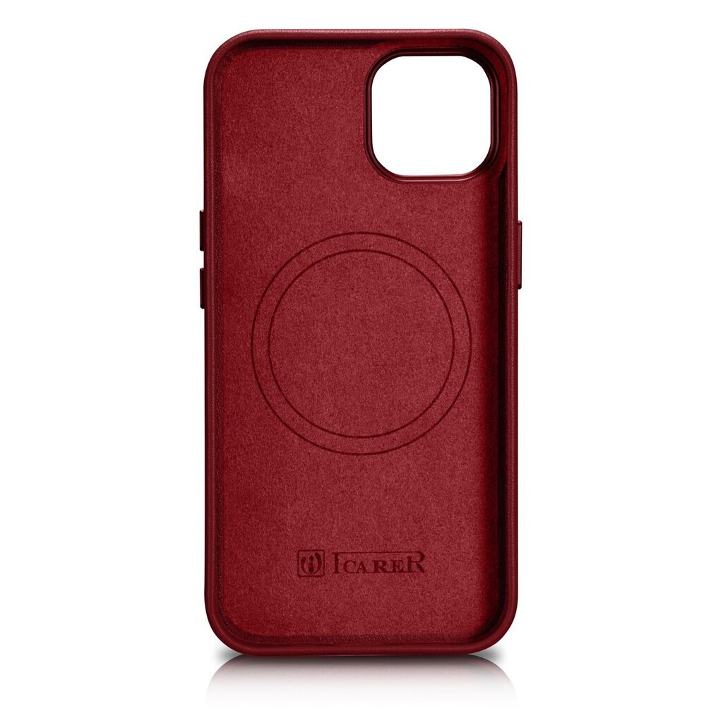 iCarer Leather iPhone 14 Plus red (MagSafe compatible) hind ja info | Telefoni kaaned, ümbrised | kaup24.ee