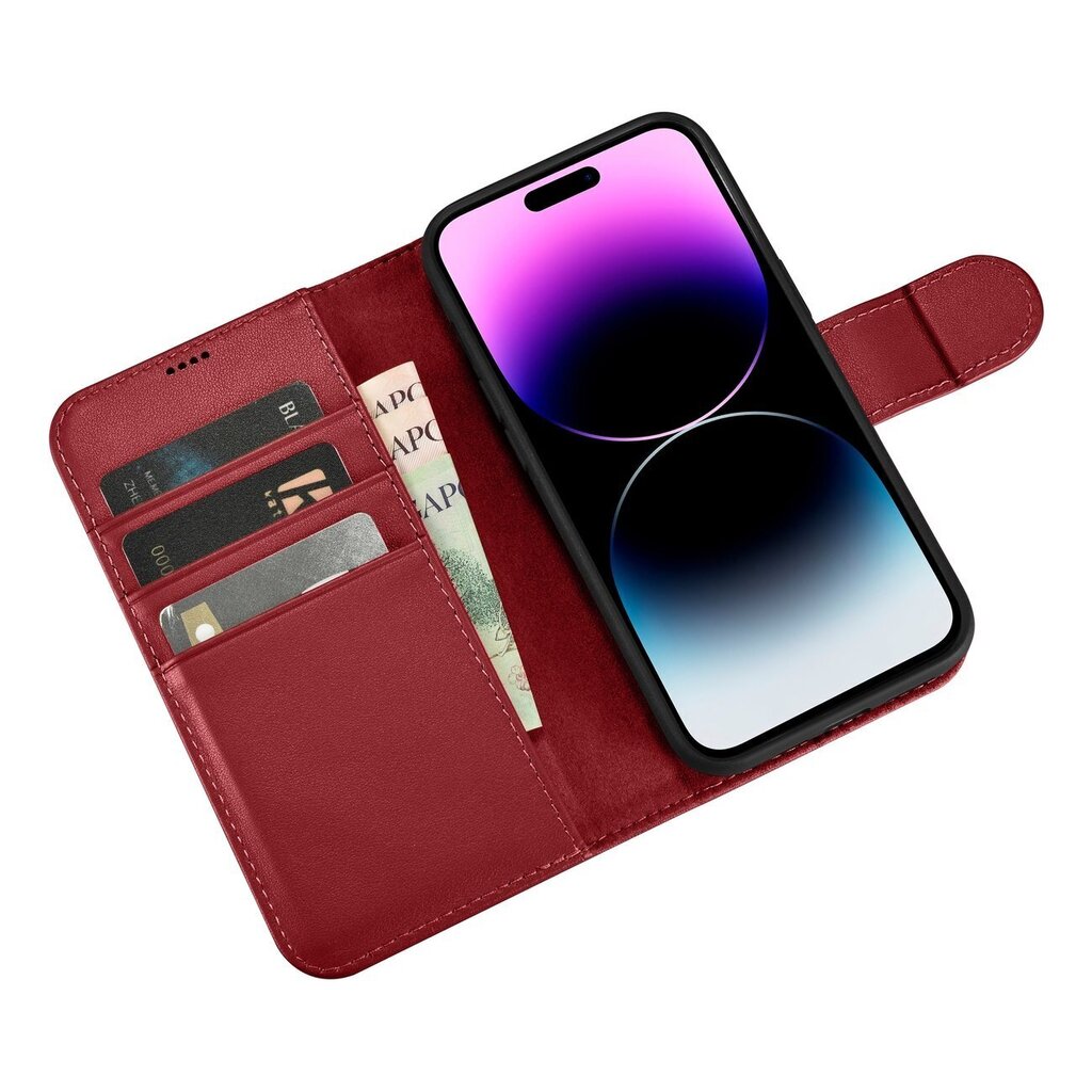 iCarer 2in1 iPhone 14 Pro Max Leather Flip Anti-RFID red (WMI14220728-RD) hind ja info | Telefoni kaaned, ümbrised | kaup24.ee