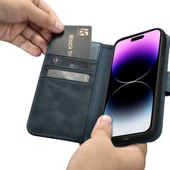 iCarer 2in1 iPhone 14 Pro Max Leather Flip Anti-RFID Blue (WMI14220724-BU) цена и информация | Чехлы для телефонов | kaup24.ee