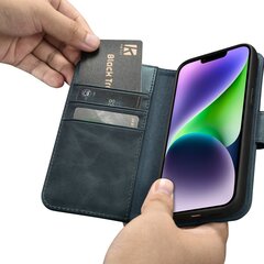 Кожаный чехол iCarer 2in1 для iPhone 14 Plus Flip Anti-RFID, синий (WMI14220723-BU) цена и информация | Чехлы для телефонов | kaup24.ee