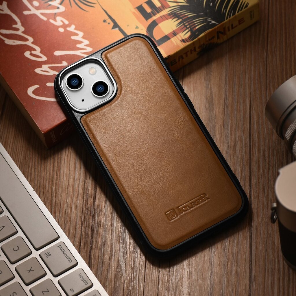 iCarer Leather iPhone 14 Plus (MagSafe compatible) brown (WMI14220719-TN) цена и информация | Telefoni kaaned, ümbrised | kaup24.ee